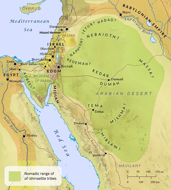 Nomadic Range of Ishmael's Descendants | The Bible Says